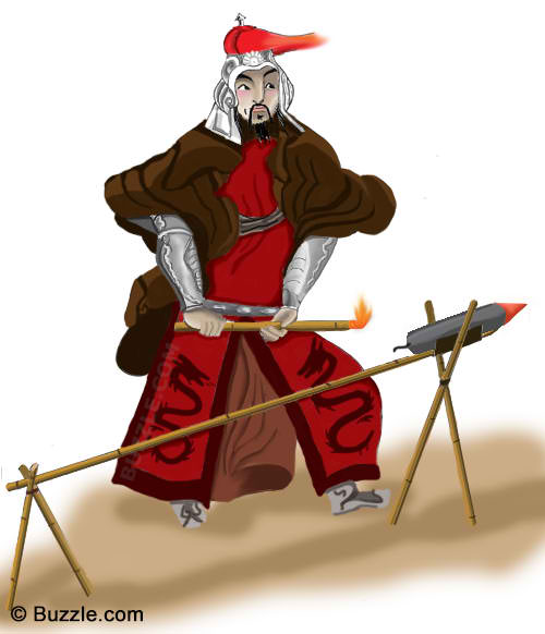 gunpowder-filled-bamboo-firework Firing an ancient Chinese rocket